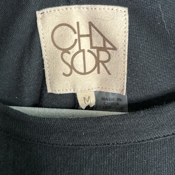 Chaser Long Sleeve Black T Shirt Round Neckline Size Medium - Picture 4 of 6